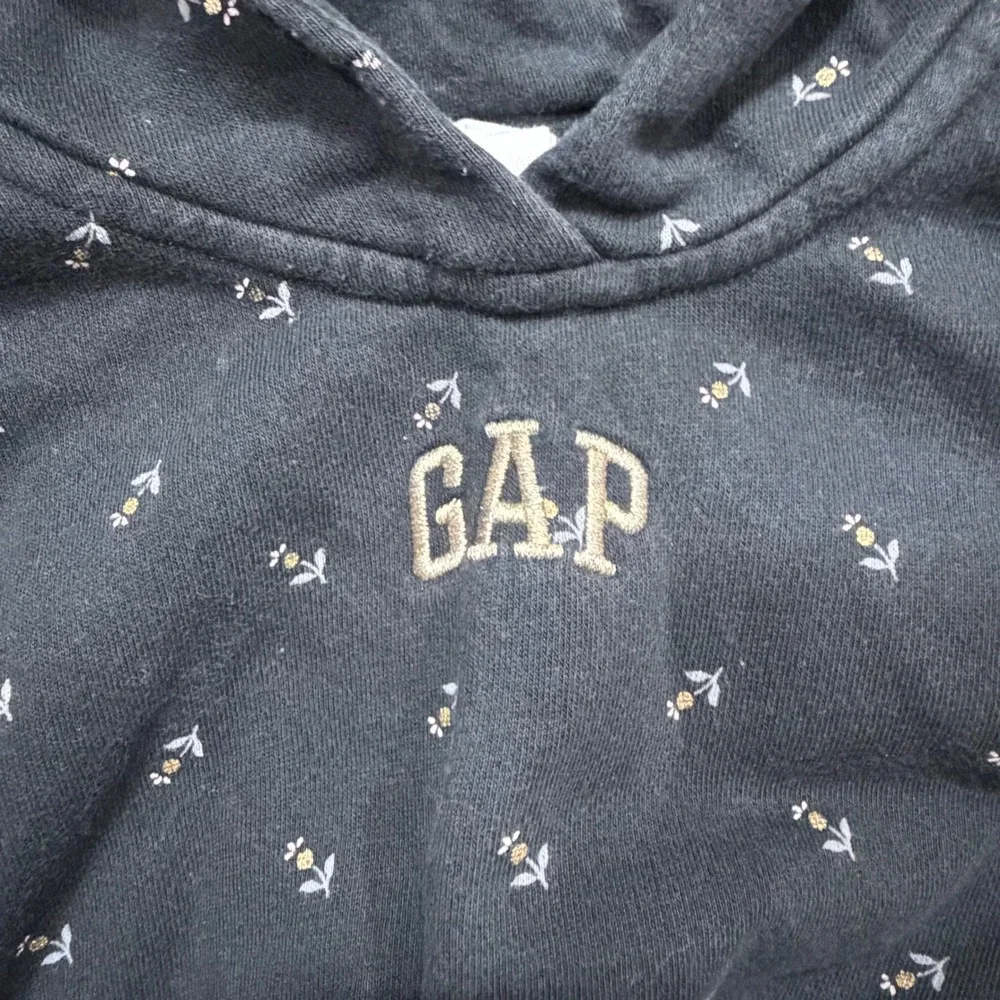 Baby Gap Floral Cropped Hoodie and Jogger Set Gray Bear‎ Ears 6-12 Months